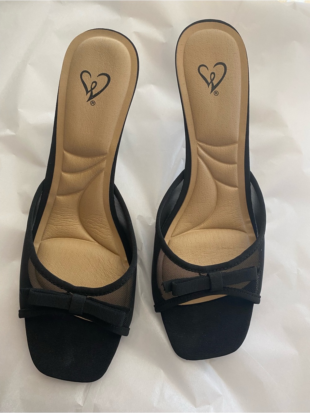 Windsor Black Slide kitty heels  with Bow Detail
